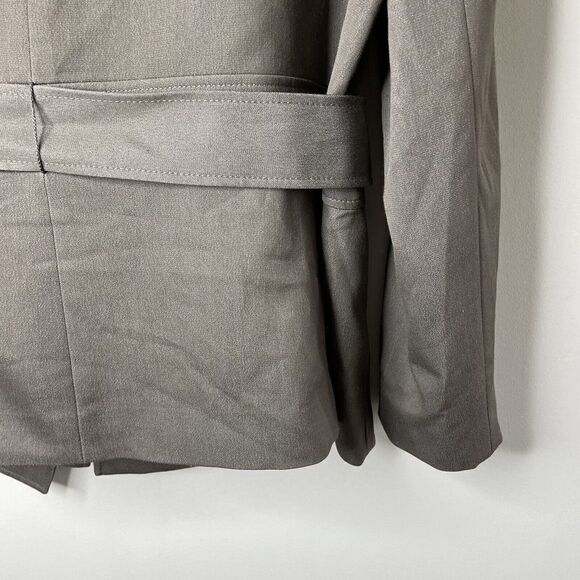 TAHARI Womens Button-Up Jacket Sz 14W Tie-Waist Lined Brown Stretch Pockets - Picture 7 of 9